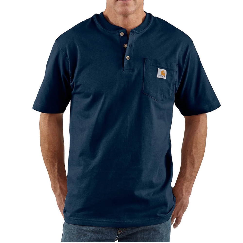 Men’s Carhartt Loose Fit Heavyweight Short Sleeve Pocket Henley T Shirt XL Tall